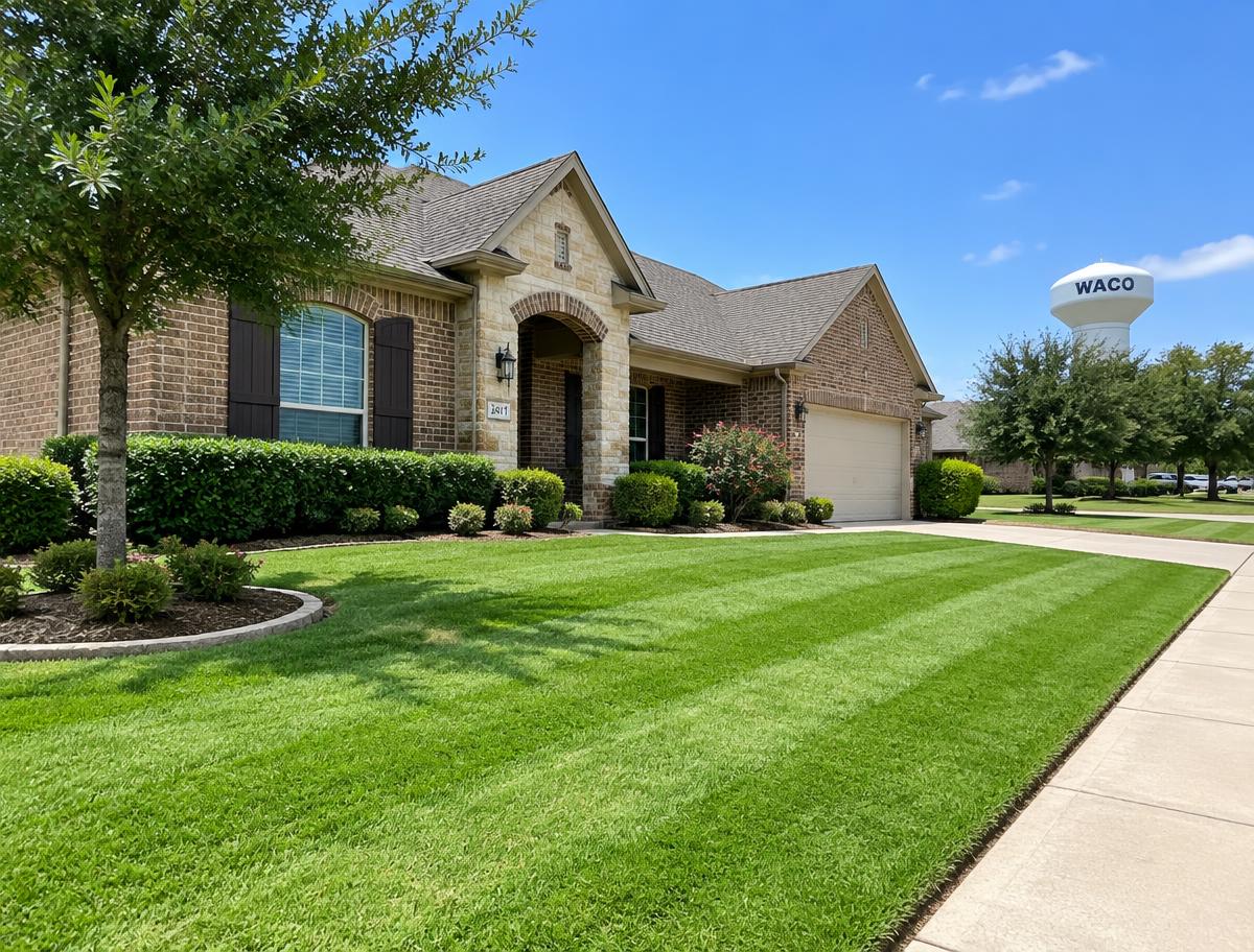 Front yard after mowing and edging